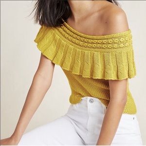 Anthropologie Off the Shoulder Crochet Boho Yellow top